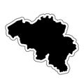 Black silhouette of the country Belgium with the contour line. E