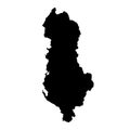 black silhouette country borders map of Albania on white background of vector illustration