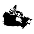 black silhouette country borders map of Canada on white background of vector illustration Royalty Free Stock Photo