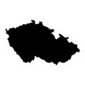 Black silhouette country borders map of Czech Republic on white