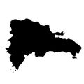 black silhouette country borders map of Dominican Republic on white background of vector illustration