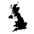 Black silhouette country borders map of Great Britain on white b
