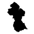 black silhouette country borders map of Guyana on white background of vector illustration Royalty Free Stock Photo