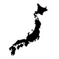 black silhouette country borders map of Japan on white background of vector illustration