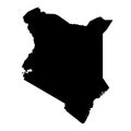 black silhouette country borders map of Kenya on white background. Contour of state. Vector illustration Royalty Free Stock Photo
