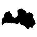 black silhouette country borders map of Latvia on white background of vector illustration