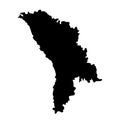 black silhouette country borders map of Moldavia on white background. Contour of state. Vector illustration