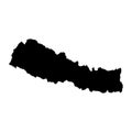 black silhouette country borders map of Nepal on white background. Contour of state. Vector illustration