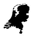 black silhouette country borders map of Netherlands on white background of vector illustration Royalty Free Stock Photo