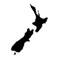 black silhouette country borders map of New Zealand on white background of vector illustration Royalty Free Stock Photo