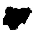 black silhouette country borders map of Nigeria on white background of vector illustration Royalty Free Stock Photo