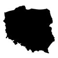 black silhouette country borders map of Poland on white background of vector illustration