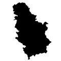black silhouette country borders map of Serbia on white background of vector illustration Royalty Free Stock Photo