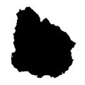 black silhouette country borders map of Uruguay on white background of vector illustration Royalty Free Stock Photo