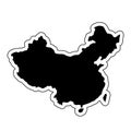 Black silhouette of the country China with the contour line or f