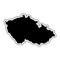 Black silhouette of the country Czech Republic with the contour