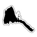 Black silhouette of the country Eritrea with the contour line or