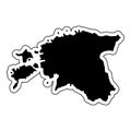 Black silhouette of the country Estonia with the contour line. E