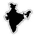 Black silhouette of the country India with the contour line or f