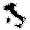 Black silhouette of the country Italy with the contour line. Eff