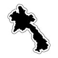 Black silhouette of the country Laos with the contour line or fr