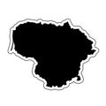 Black silhouette of the country Lithuania with the contour line.