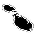 Black silhouette of the country Malta with the contour line. Eff