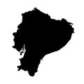 Black silhouette of country map of Ecuador in South America on white background Royalty Free Stock Photo