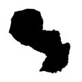 Black silhouette of country map of Paraguay in South America on white background Royalty Free Stock Photo