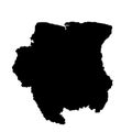 Black silhouette of country map of Suriname in South America on white background Royalty Free Stock Photo