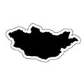 Black silhouette of the country Mongolia with the contour line o