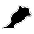 Black silhouette of the country Morocco with the contour line or