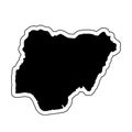 Black silhouette of the country Nigeria with the contour line or