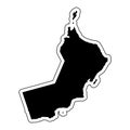 Black silhouette of the country Oman with the contour line. Effect of stickers, tag and label. Vector illustration