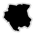 Black silhouette of the country Suriname with the contour line.