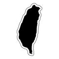 Black silhouette of the country Taiwan with the contour line. Effect of stickers, tag and label. Vector illustration