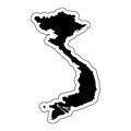 Black silhouette of the country Vietnam with the contour line or