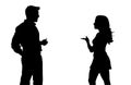 A black silhouette of a couple arguing Royalty Free Stock Photo