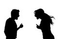 A black silhouette of a couple arguing Royalty Free Stock Photo