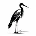 Black Silhouette Of A Crane: Stylized Realism In Minimalistic Drawings