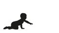 Black silhouette, crawling child. White isolated background Royalty Free Stock Photo