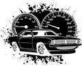 black silhouette of customized muscle car with dashboard Royalty Free Stock Photo