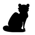 Black silhouette. Cute Brown marten. Cartoon animal design. Flat  illustration isolated on white background. Forest Royalty Free Stock Photo