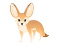 Black silhouette Cute fennec fox flat vector illustration cartoon animal design white background side view