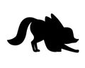 Black silhouette cute fennec fox flat vector illustration cartoon animal design white background side view