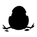 Black silhouette Cute little cartoon chick with hat from egg shell cartoon character design flat vector illustration Royalty Free Stock Photo