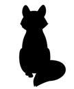 Black silhouette. Cute red fox sitting. Cartoon animal character design. Forest animal. Flat vector illustration isolated on white Royalty Free Stock Photo