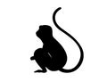 Black silhouette cute vervet monkey cartoon animal design flat vector illustration isolated on white background Royalty Free Stock Photo
