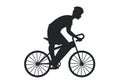 Black silhouette of cyclist riding on bike, vector illustration Royalty Free Stock Photo