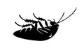 Black silhouette of dead cockroach lying on its back on white backdrop. Vector illustration. Good for pest control Royalty Free Stock Photo